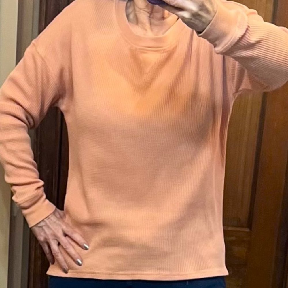 Waffle Crew Top LS Sz S Peach Seven7 EUC High Low Hem $5 ADD ON with $15+ Bundle
